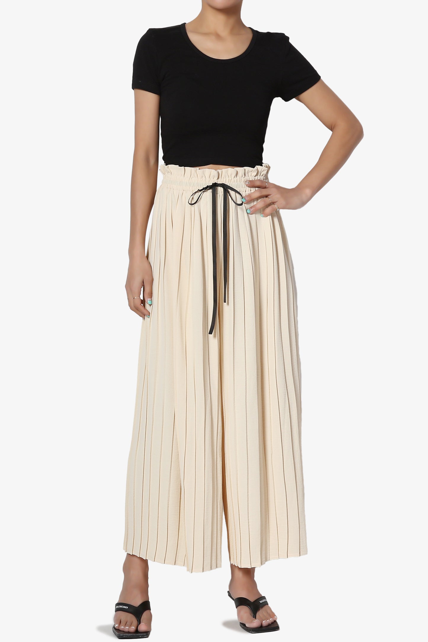 Stecia Cropped Pleated Trousers - TheMogan