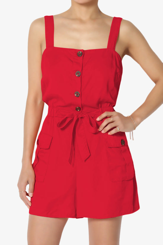 Skyler Utility Cargo Pocket Romper RED_1