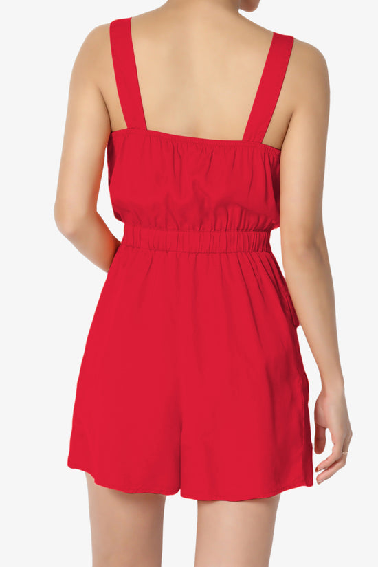 Skyler Utility Cargo Pocket Romper RED_2