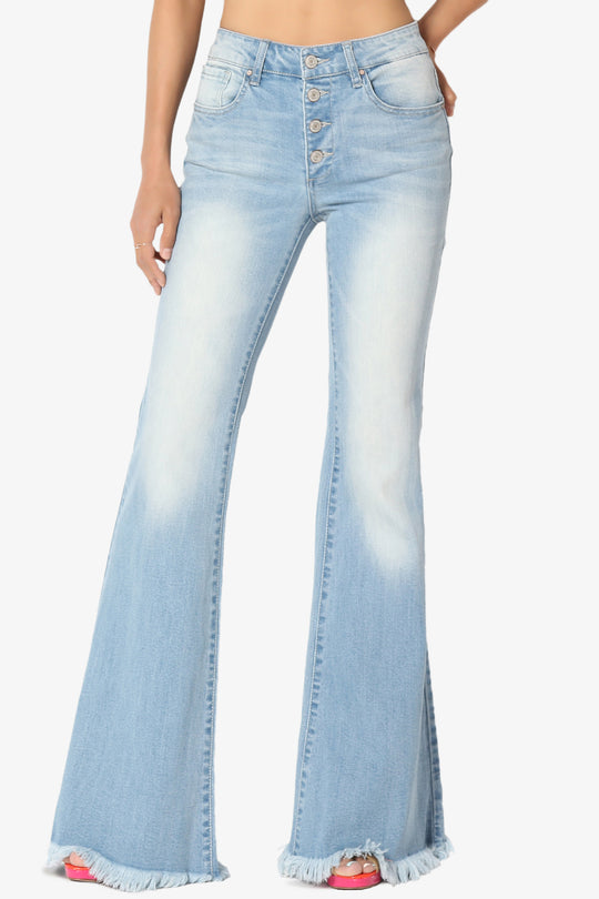 Vieve Mid Rise Frayed Flared Jeans