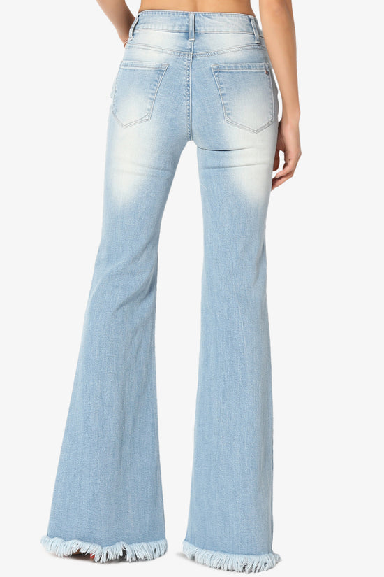 Vieve Mid Rise Frayed Flared Jeans