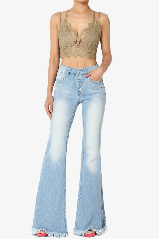 Vieve Mid Rise Frayed Flared Jeans