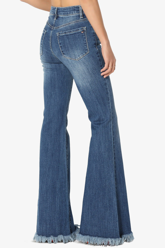 Vieve Mid Rise Frayed Flared Jeans