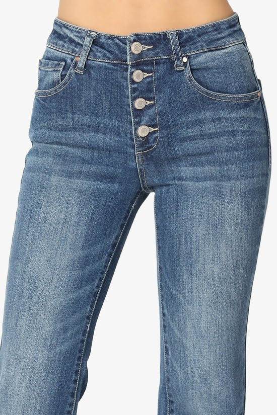 Vieve Mid Rise Frayed Flared Jeans