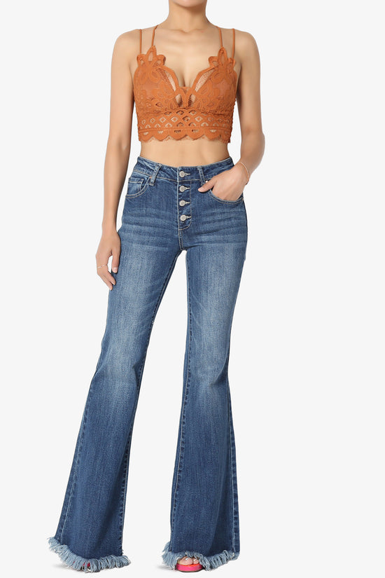 Vieve Mid Rise Frayed Flared Jeans