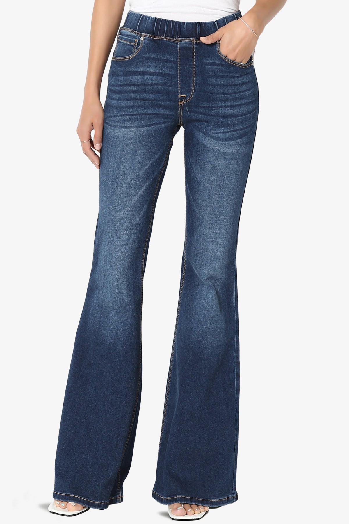 Rafa Elastic High Rise Flare Leg Jeans DARK_1