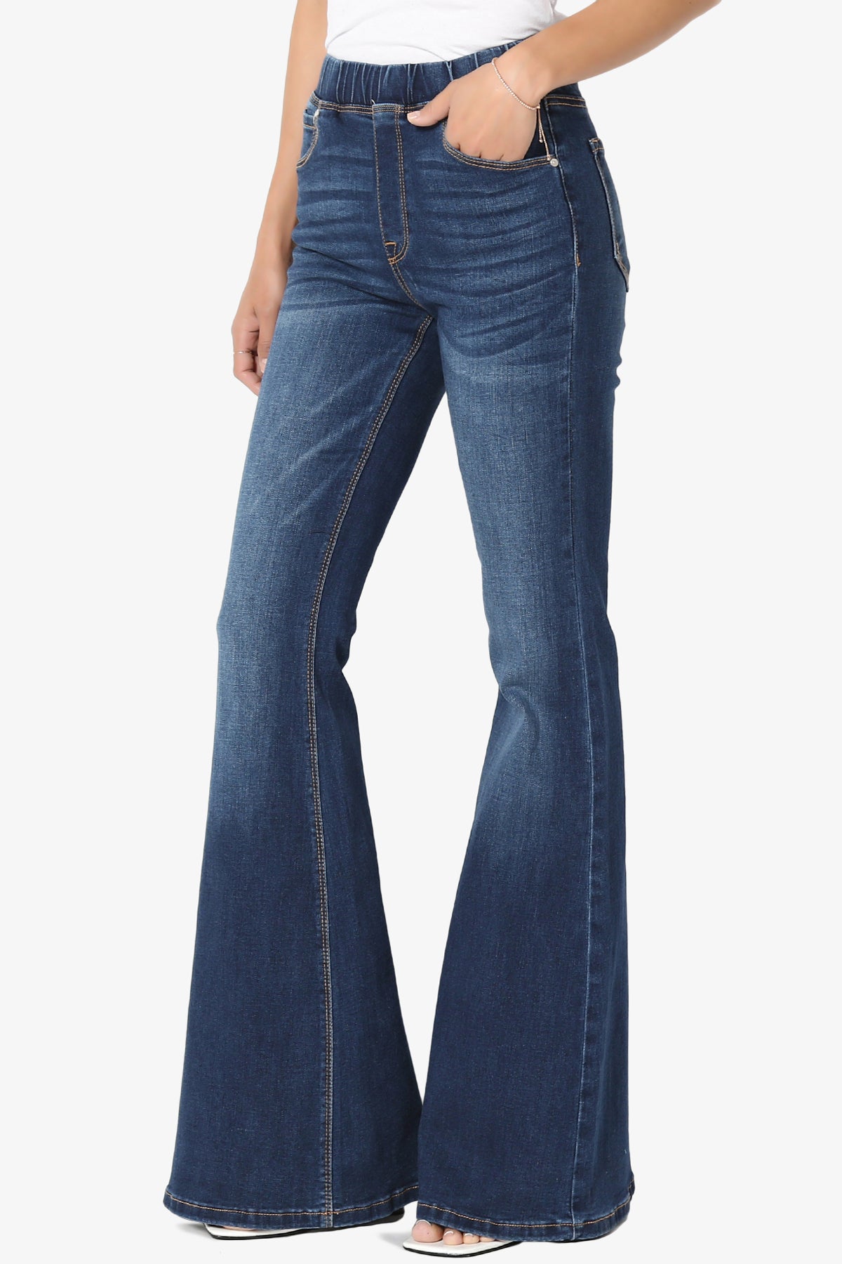 Rafa Elastic High Rise Flare Leg Jeans DARK_3