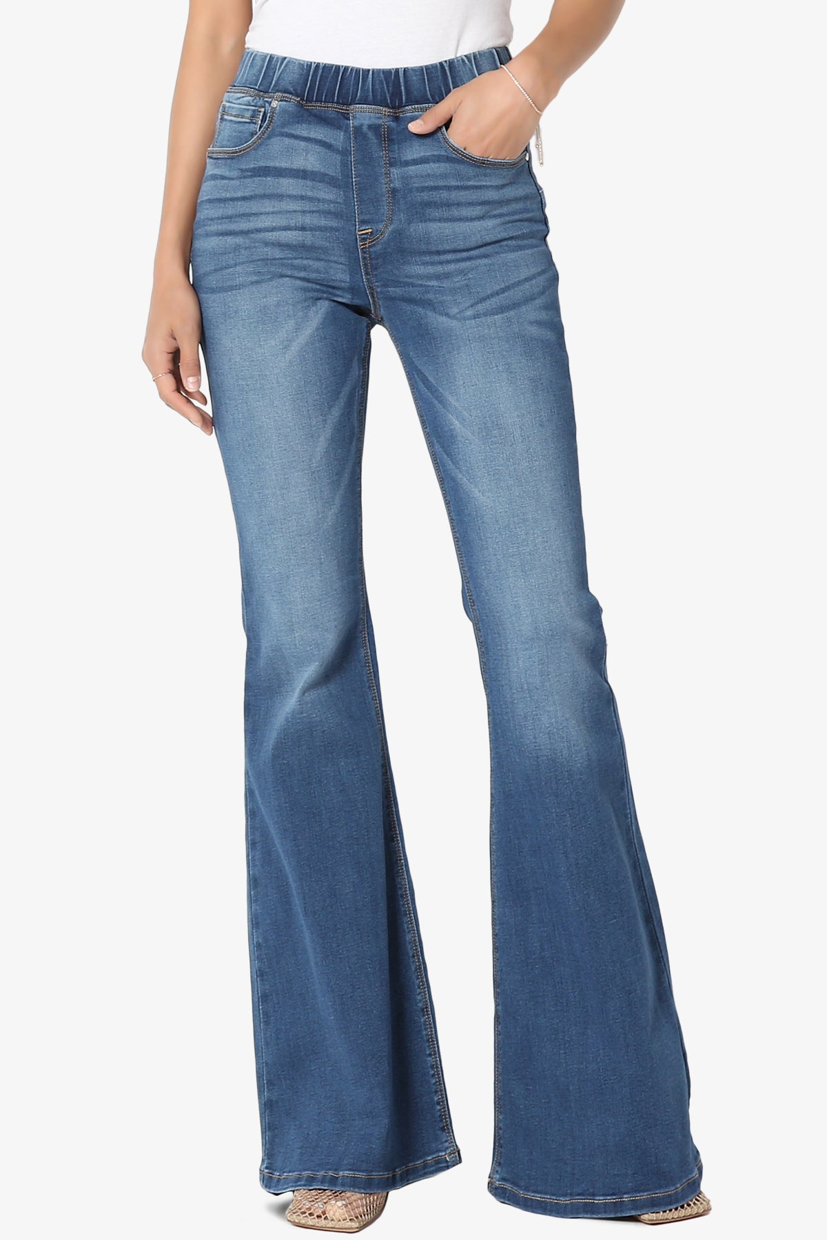 Rafa Elastic High Rise Flare Leg Jeans MEDIUM_1