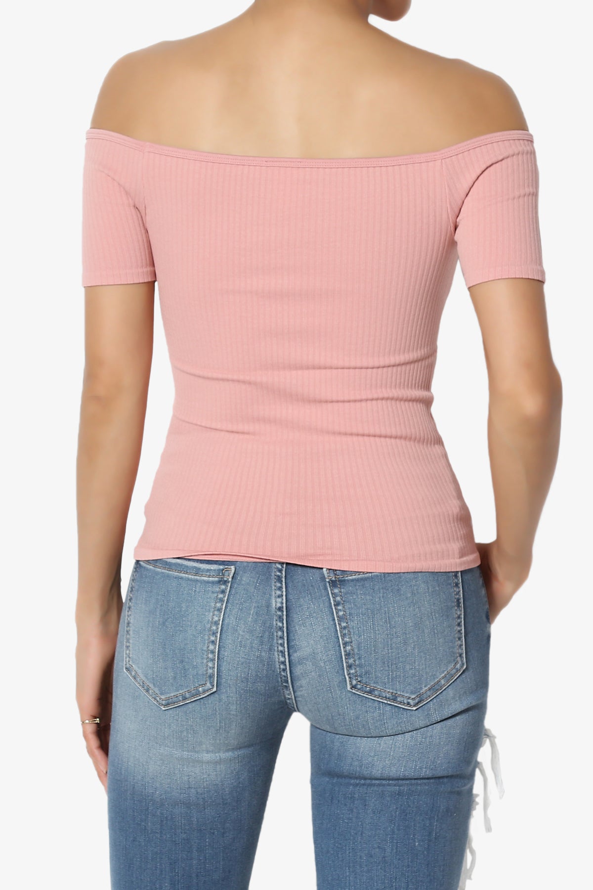 Latch Off Shoulder Ribbed Top