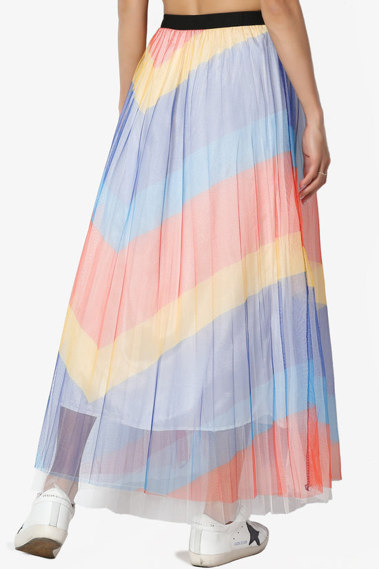 Bernadette Chevron Mesh Pleated Skirt - TheMogan