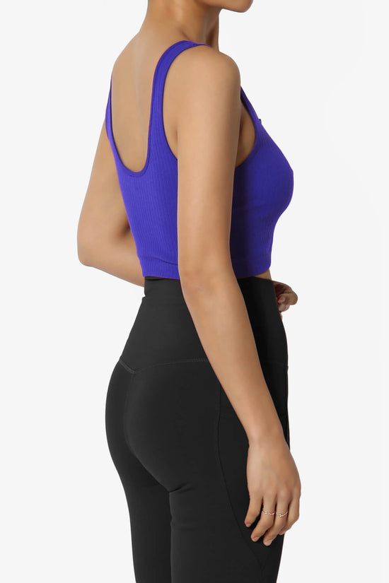 Effie Scoop Neck Ribbed Seamless Crop Tank Top BRIGHT BLUE_4