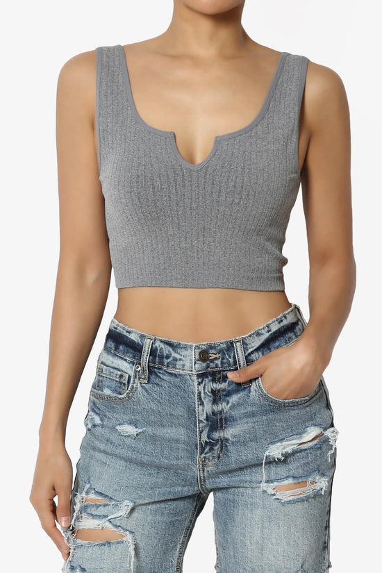 Effie Scoop Neck Ribbed Seamless Crop Tank Top HEATHER GREY_1