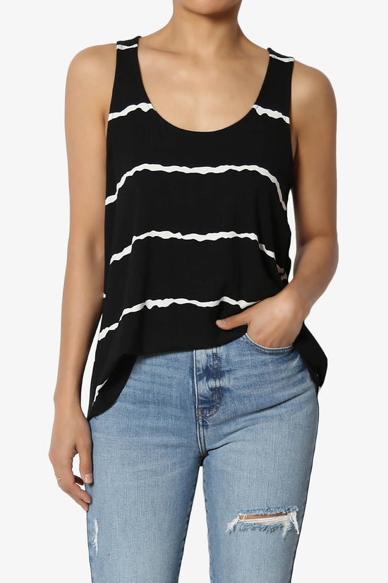 Ellison Stripe Scoop Neck Loose Fit Tank Top BLACK_1
