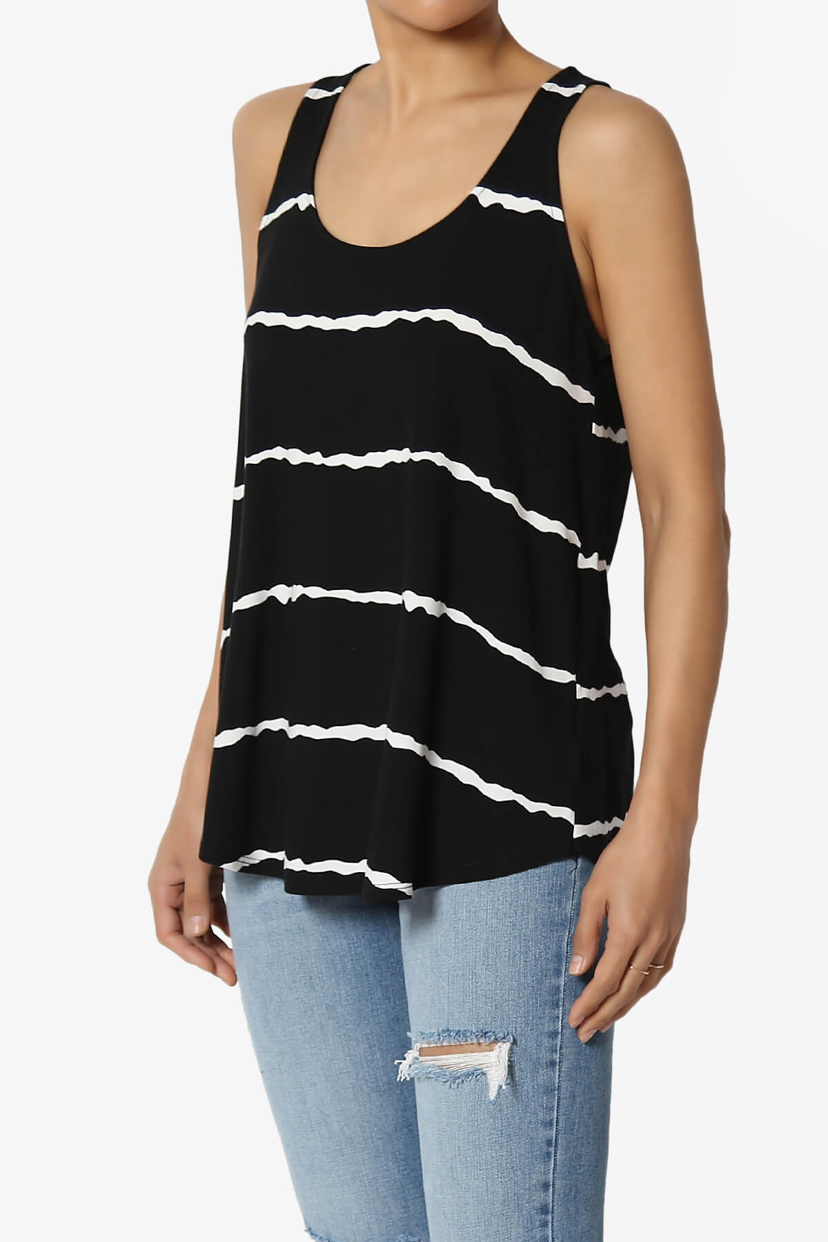 Ellison Stripe Scoop Neck Loose Fit Tank Top BLACK_3
