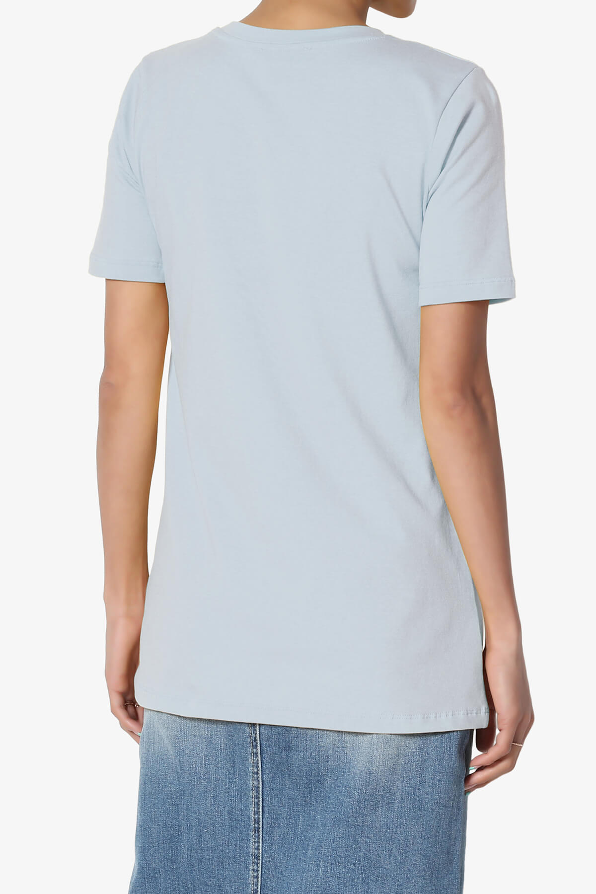 Elora Crew Neck Short Sleeve T-Shirt ASH BLUE_2