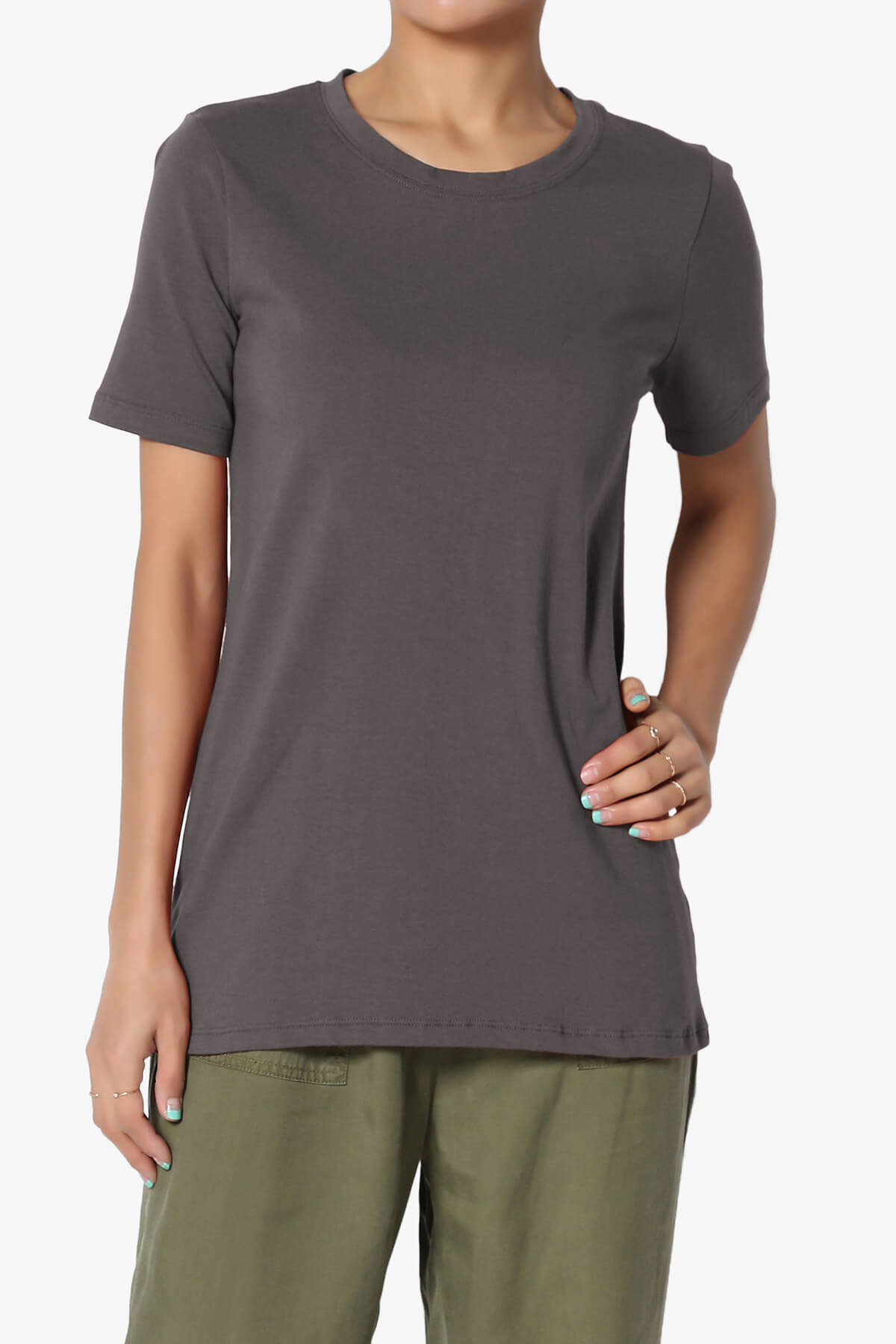 Elora Crew Neck Short Sleeve T-Shirt ASH GREY_1