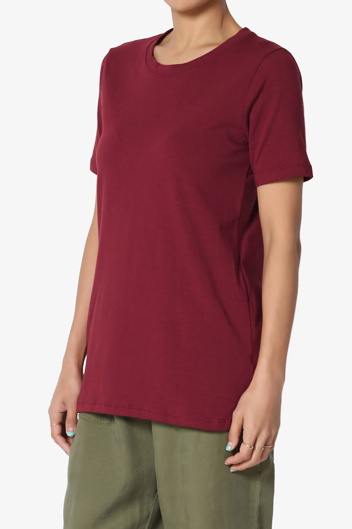 Elora Crew Neck Short Sleeve T-Shirt BURGUNDY_3