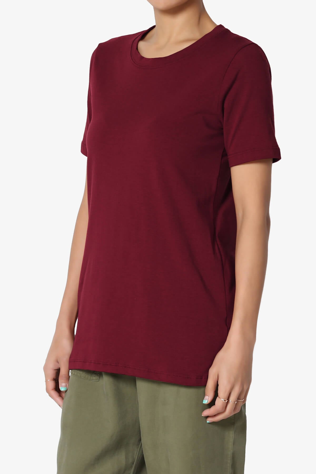 Elora Crew Neck Short Sleeve T-Shirt DARK BURGUNDY_3