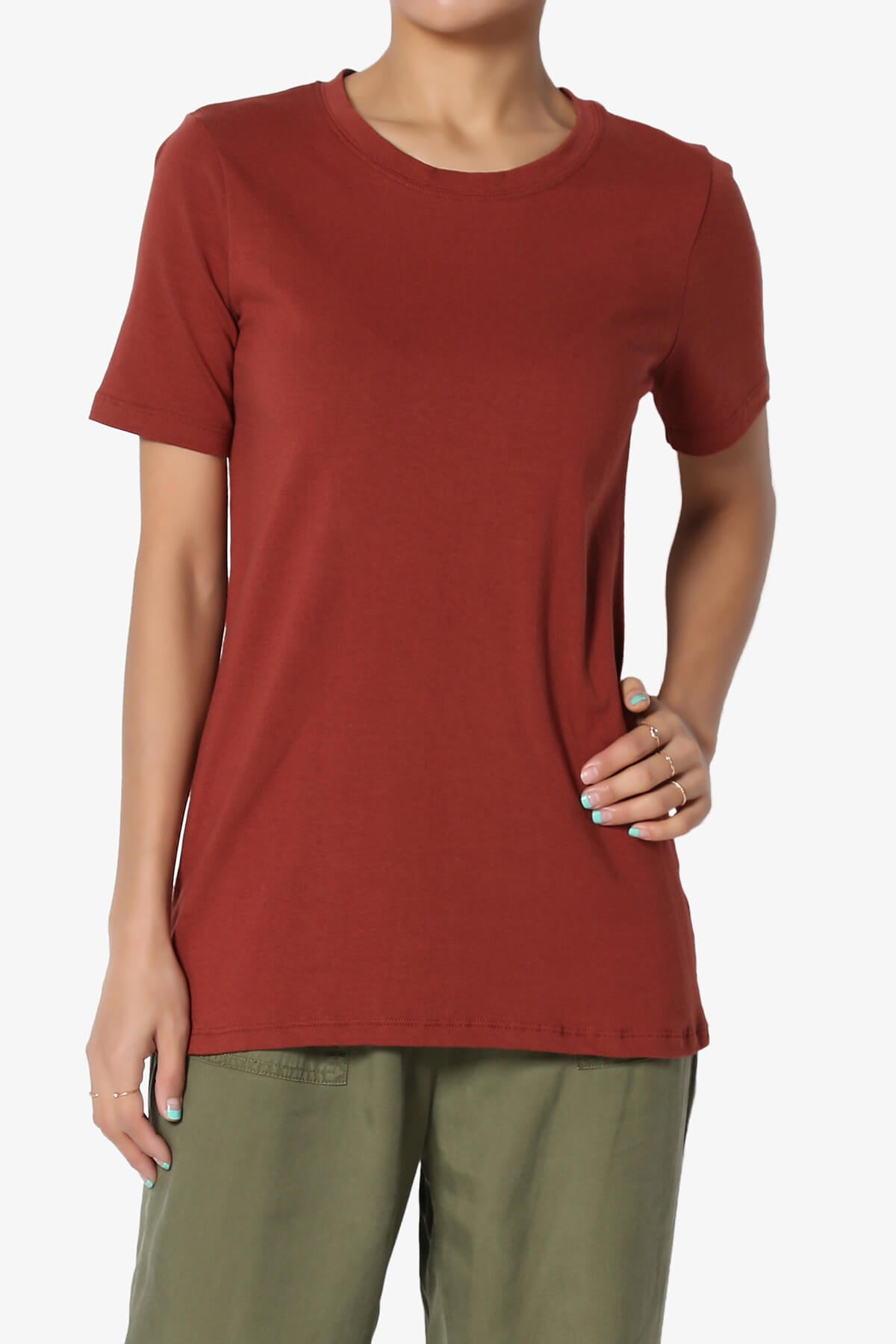 Elora Crew Neck Short Sleeve T-Shirt DARK RUST_1