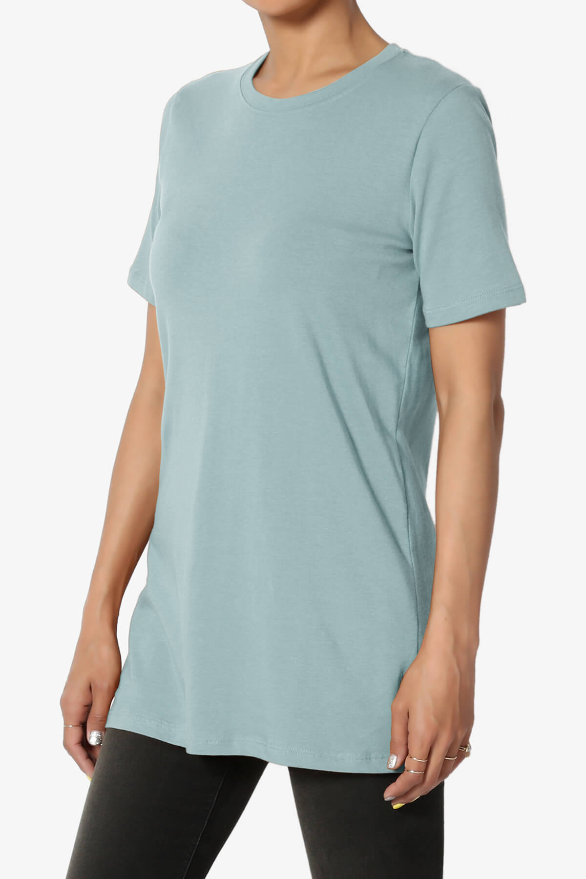 Elora Crew Neck Short Sleeve T-Shirt DUSTY BLUE_3