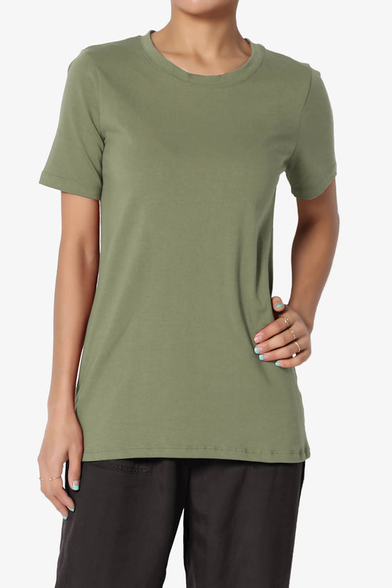 Elora Crew Neck Short Sleeve T-Shirt DUSTY OLIVE_1