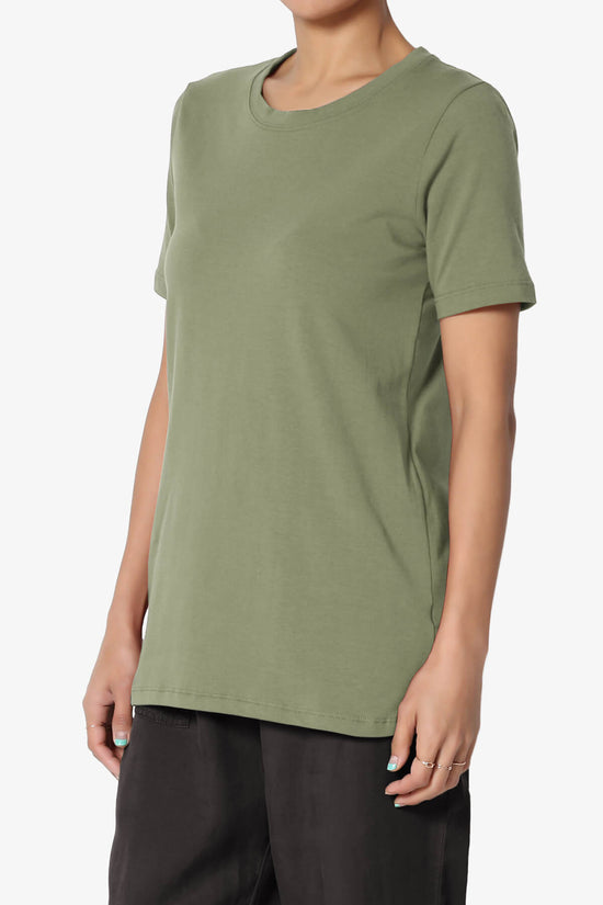 Elora Crew Neck Short Sleeve T-Shirt DUSTY OLIVE_3