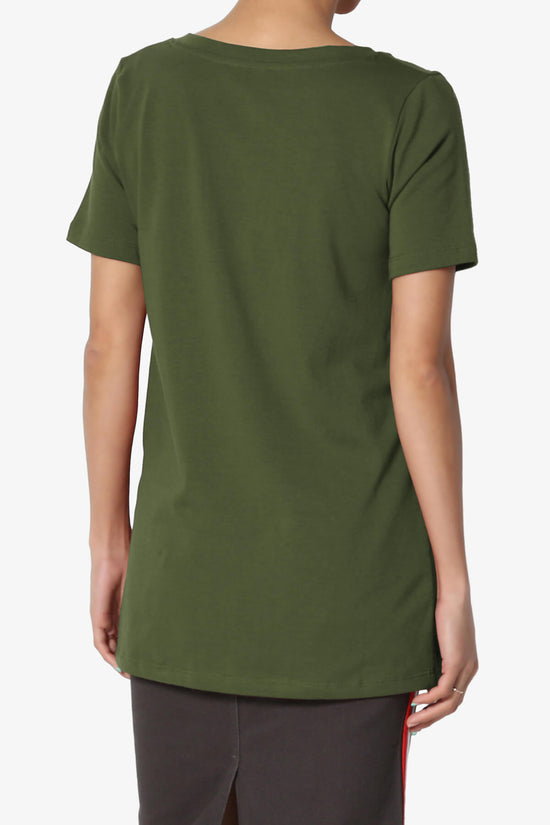 Elora V-Neck Short Sleeve T-Shirt ARMY GREEN_2