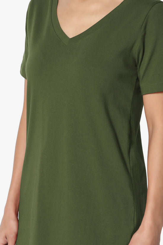 Elora V-Neck Short Sleeve T-Shirt ARMY GREEN_5