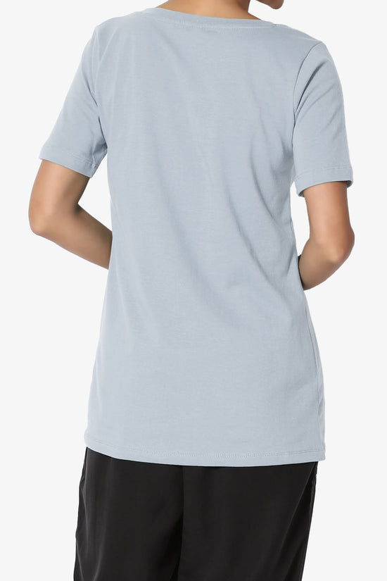 Elora V-Neck Short Sleeve T-Shirt ASH BLUE_2