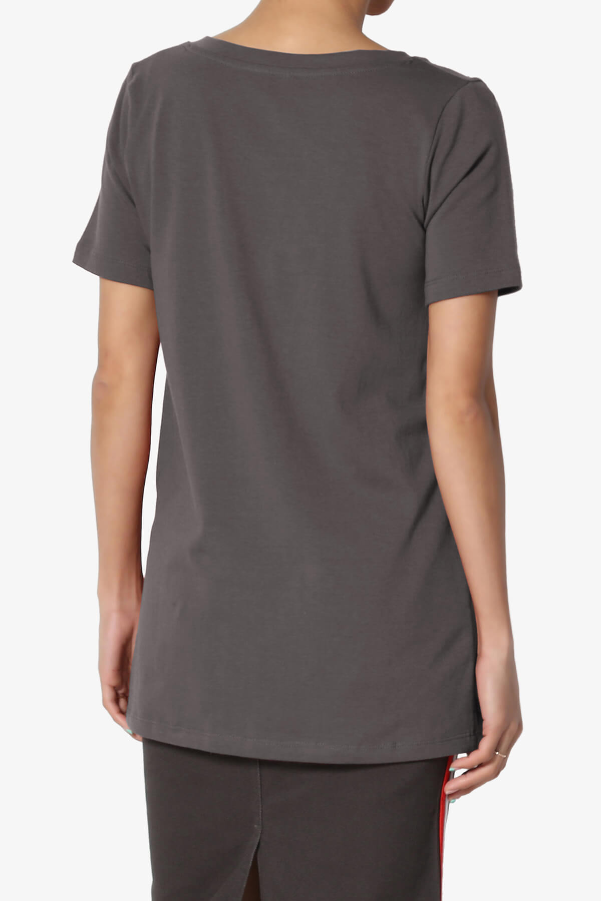 Elora V-Neck Short Sleeve T-Shirt ASH GREY_2