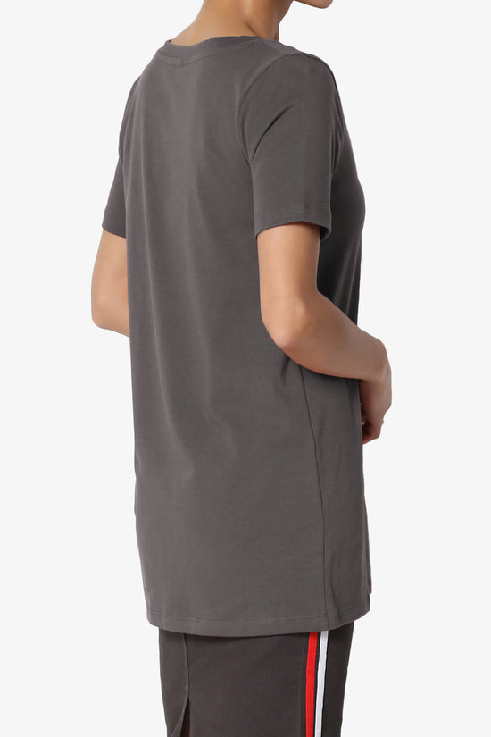 Elora V-Neck Short Sleeve T-Shirt ASH GREY_4