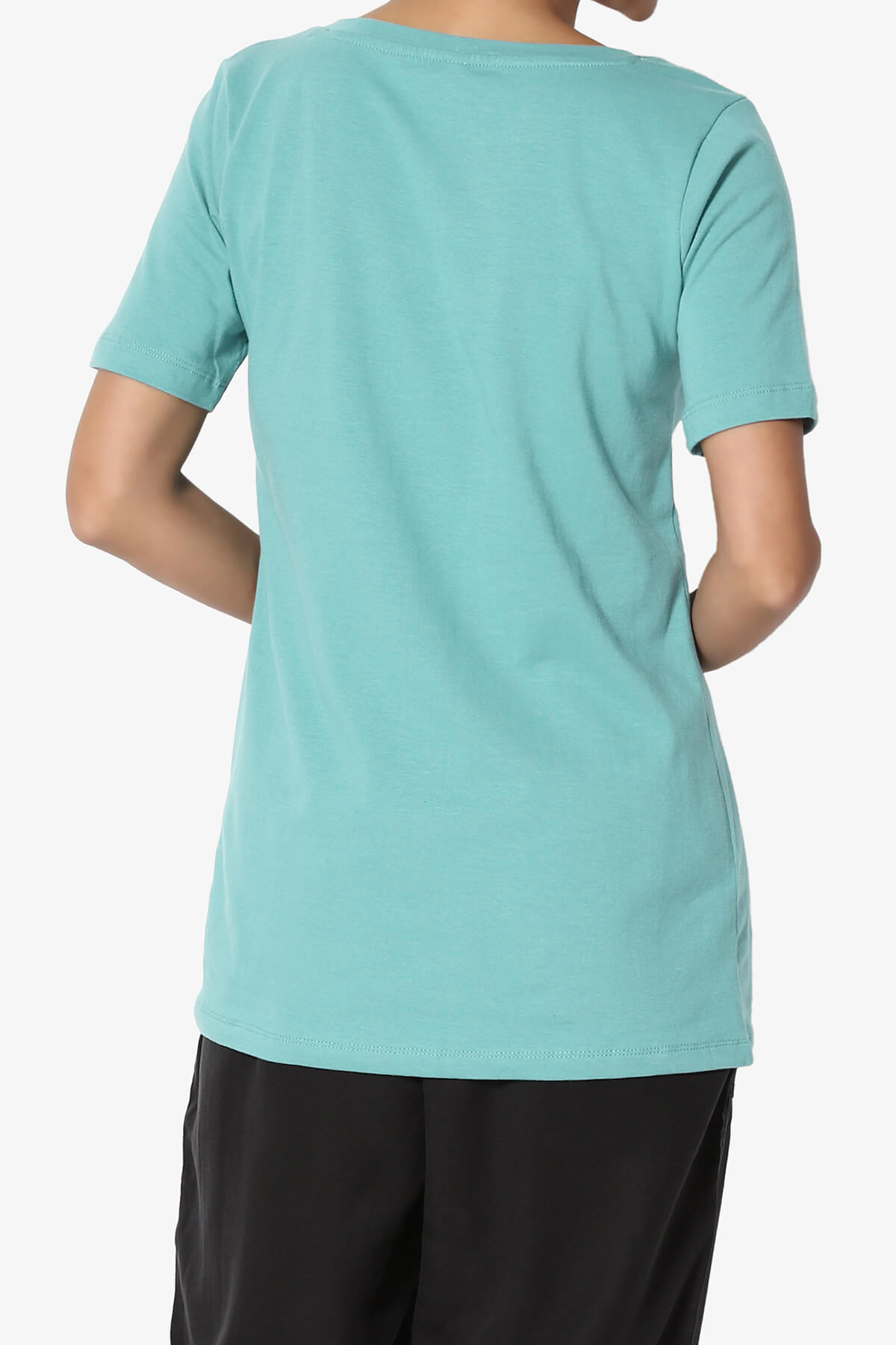 Elora V-Neck Short Sleeve T-Shirt ASH MINT_2
