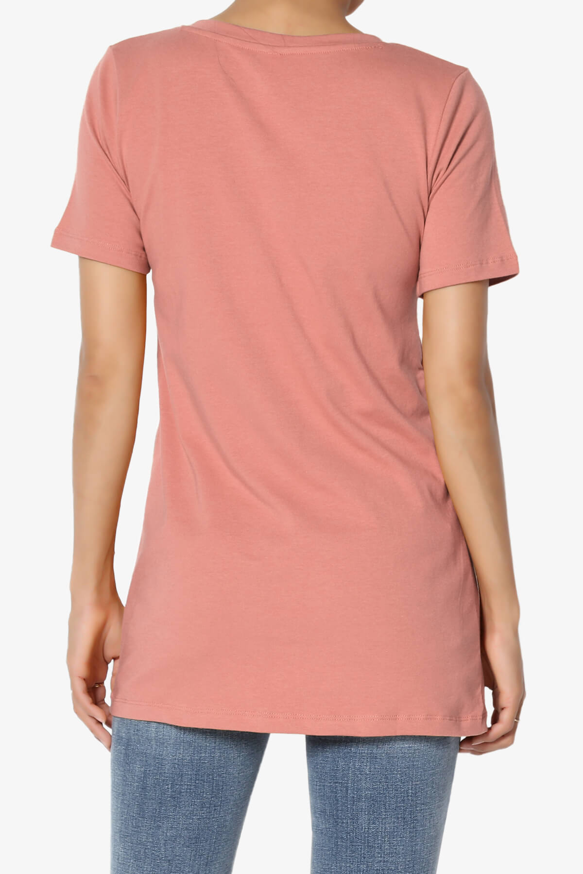 Elora V-Neck Short Sleeve T-Shirt ASH ROSE_2