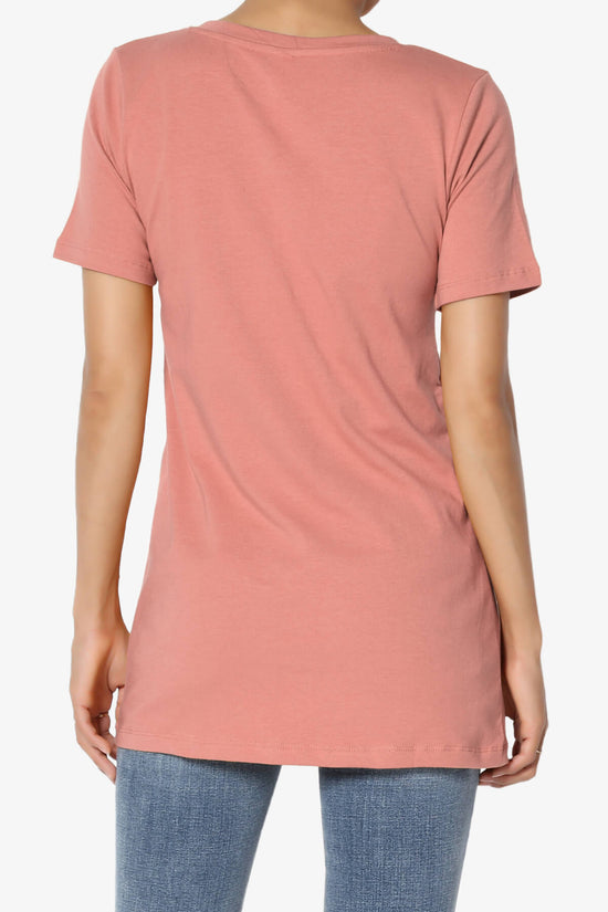 Elora V-Neck Short Sleeve T-Shirt ASH ROSE_2