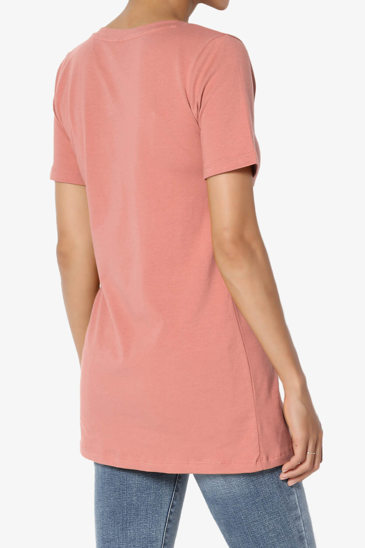 Elora V-Neck Short Sleeve T-Shirt ASH ROSE_4