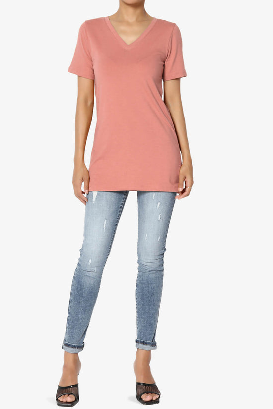 Elora V-Neck Short Sleeve T-Shirt ASH ROSE_6