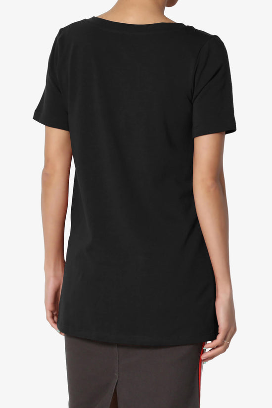 Elora V-Neck Short Sleeve T-Shirt BLACK_2