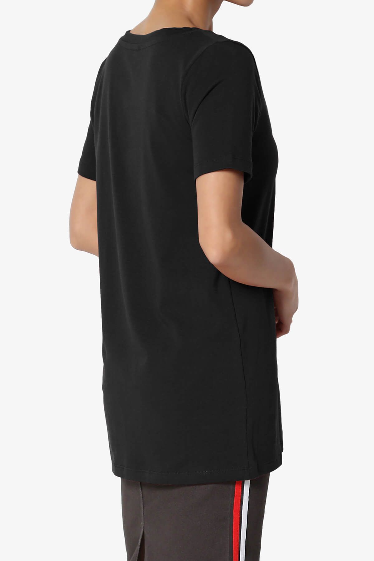 Elora V-Neck Short Sleeve T-Shirt BLACK_4