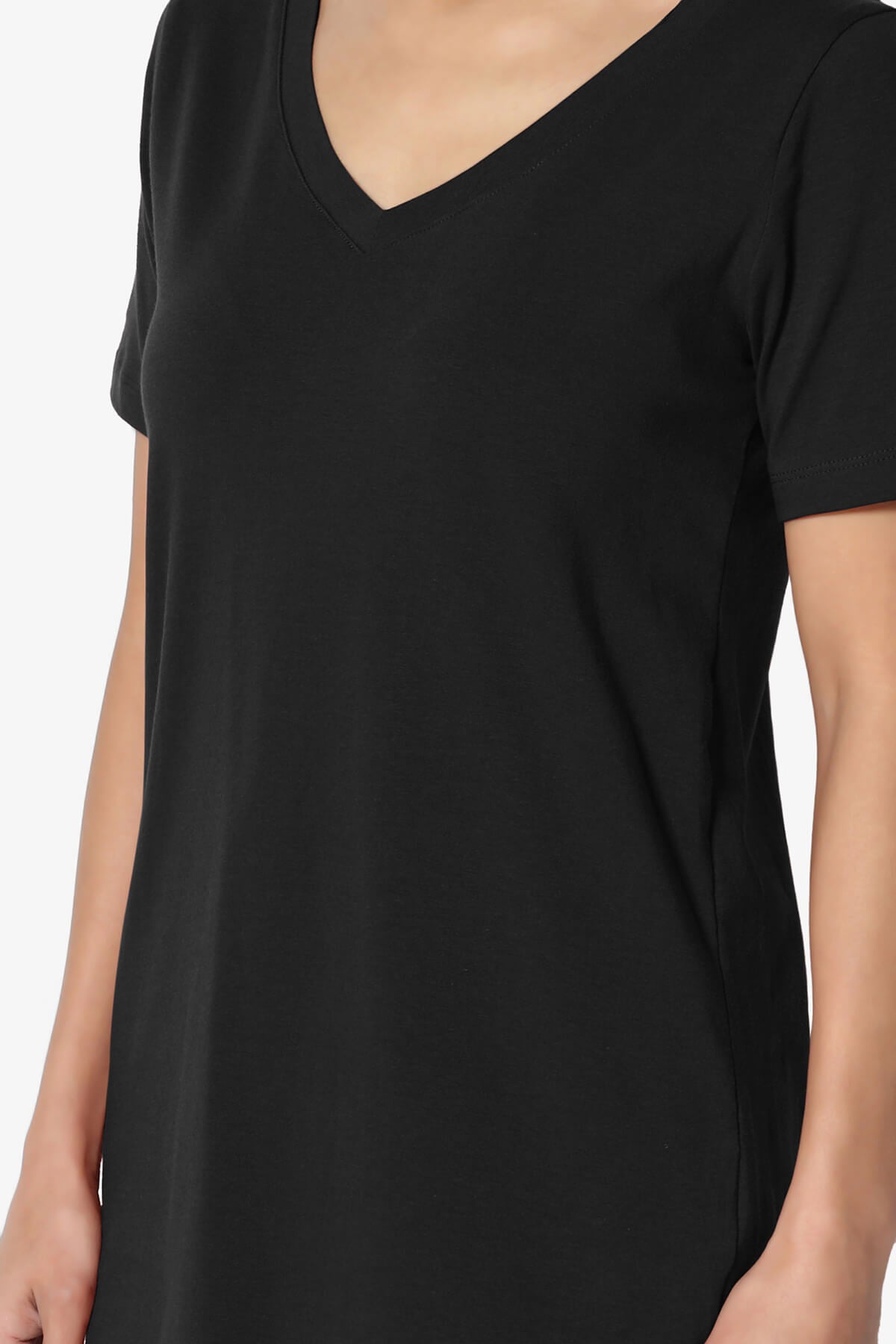 Elora V-Neck Short Sleeve T-Shirt BLACK_5