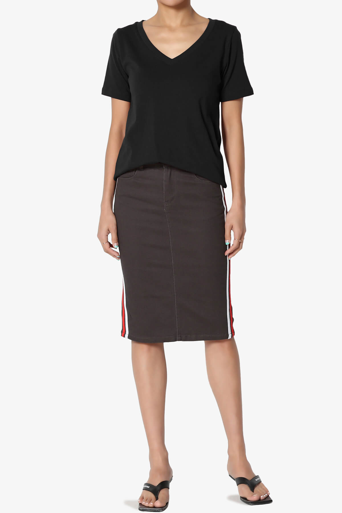 Elora V-Neck Short Sleeve T-Shirt BLACK_6