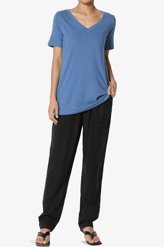 Elora V-Neck Short Sleeve T-Shirt BLUE MIST_6