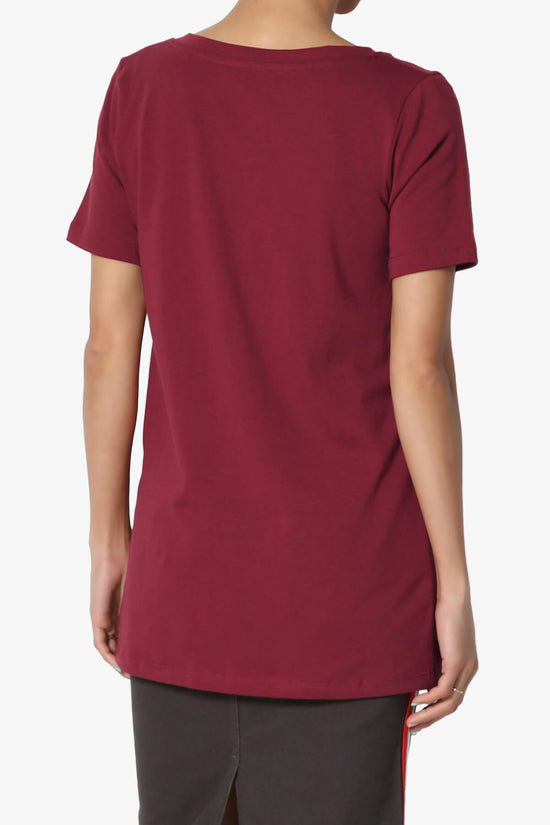 Elora V-Neck Short Sleeve T-Shirt BURGUNDY_2