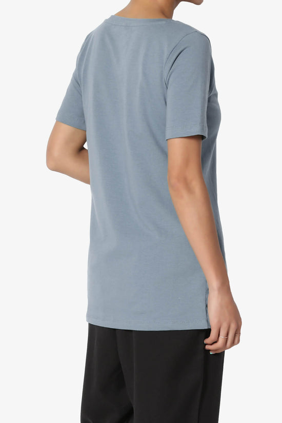 Elora V-Neck Short Sleeve T-Shirt CEMENT_4