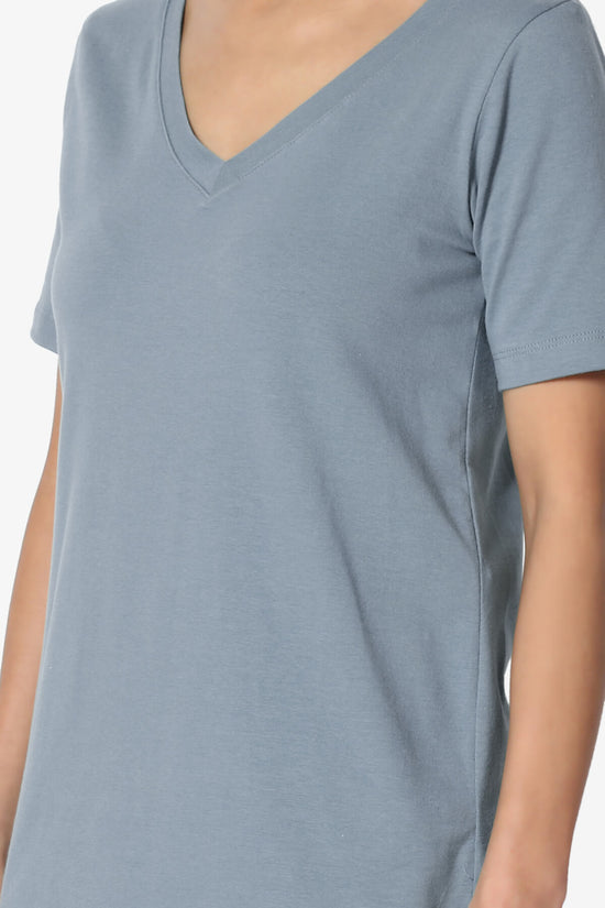 Elora V-Neck Short Sleeve T-Shirt CEMENT_5