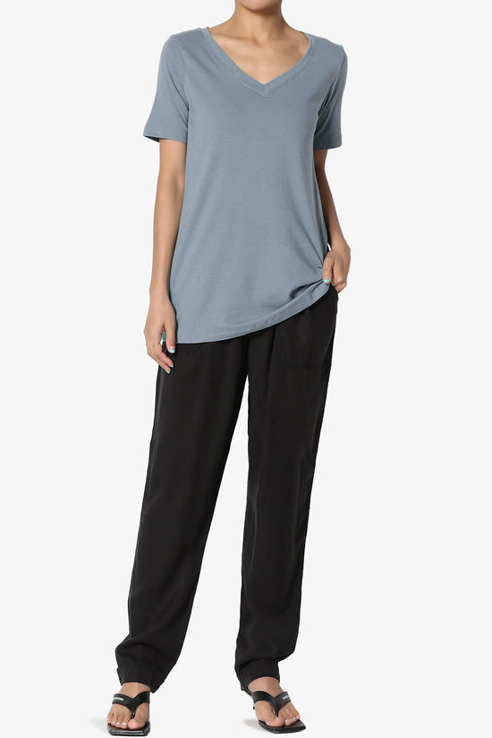 Elora V-Neck Short Sleeve T-Shirt CEMENT_6