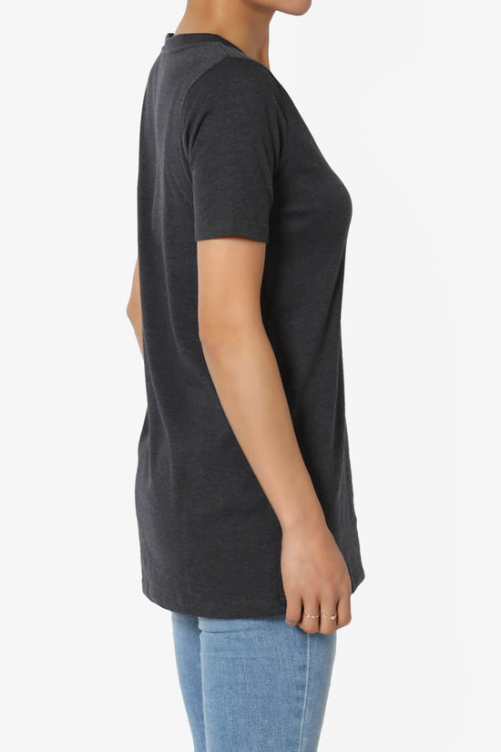 Elora V-Neck Short Sleeve T-Shirt CHARCOAL_4
