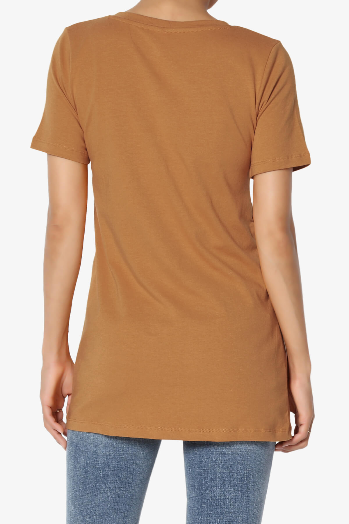 Elora V-Neck Short Sleeve T-Shirt COFFEE_2