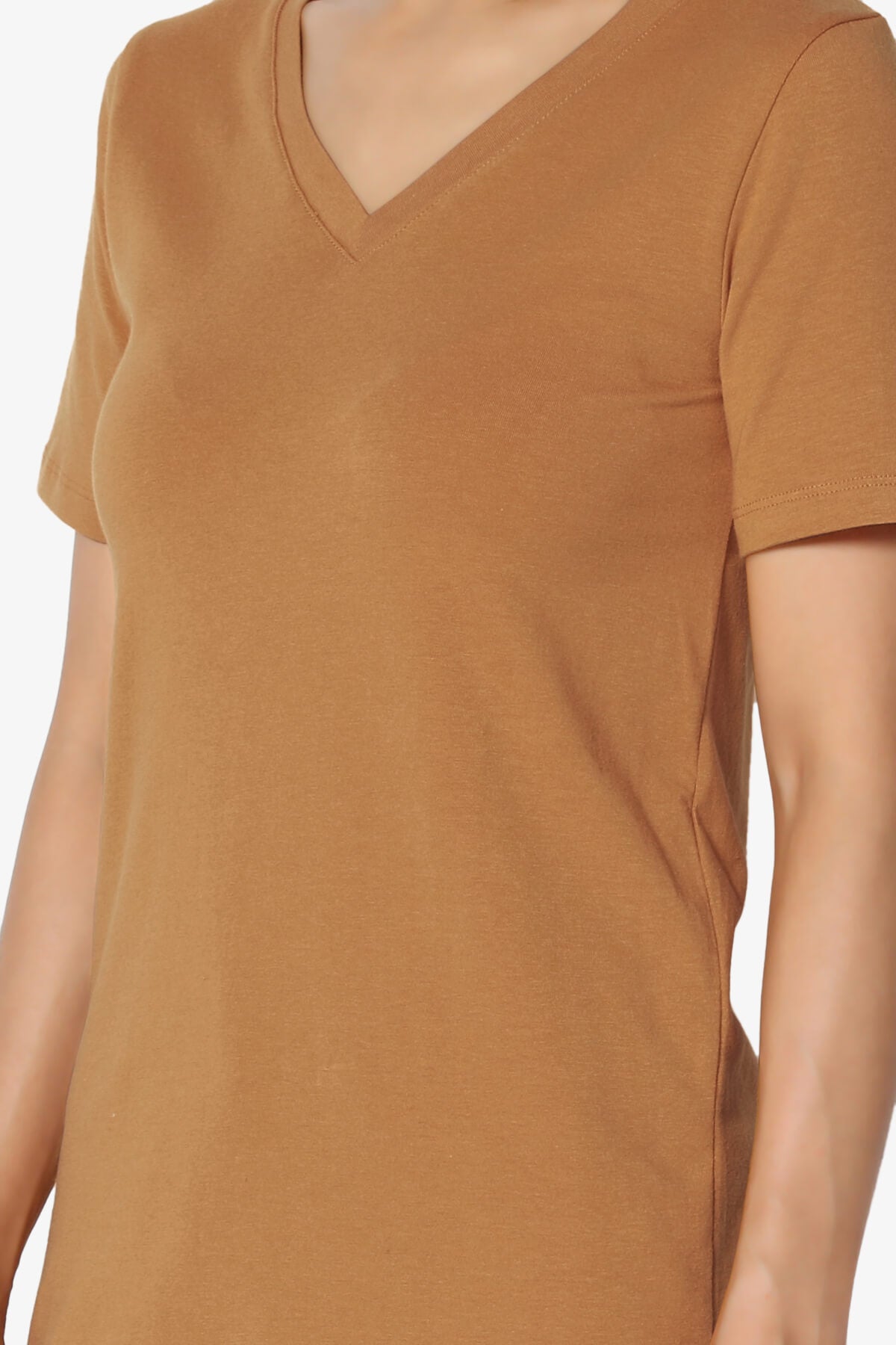 Elora V-Neck Short Sleeve T-Shirt COFFEE_5