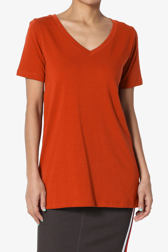 Elora V-Neck Short Sleeve T-Shirt COPPER_1