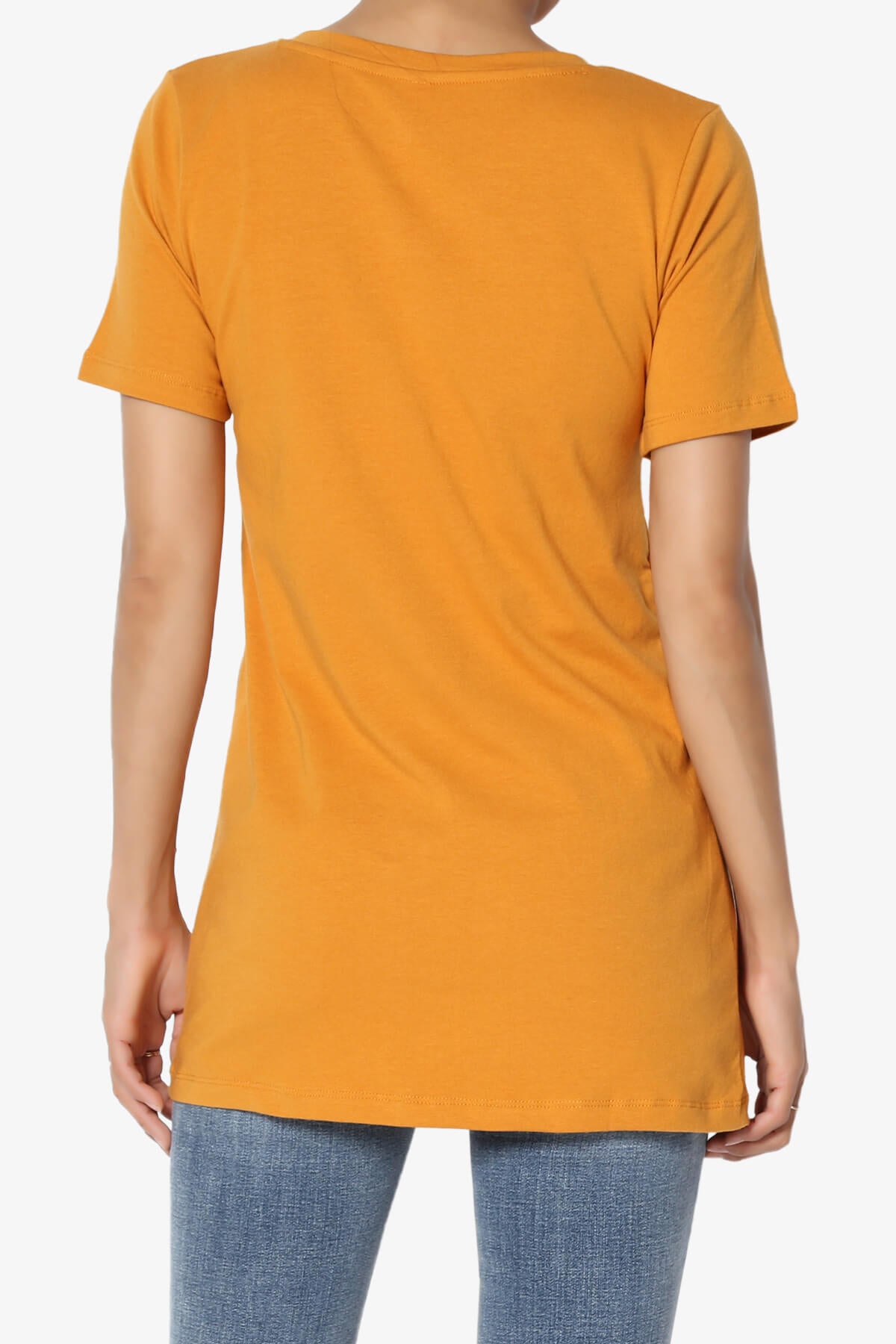 Elora V-Neck Short Sleeve T-Shirt D. MUSTARD_2
